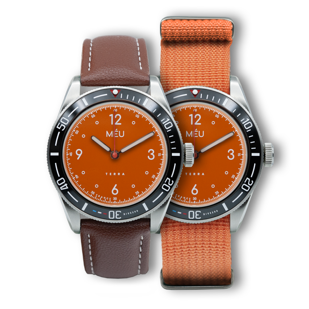 TERRA DIVE 200 - Orange solaire (Cuir végan de pomme marron & Nylon)