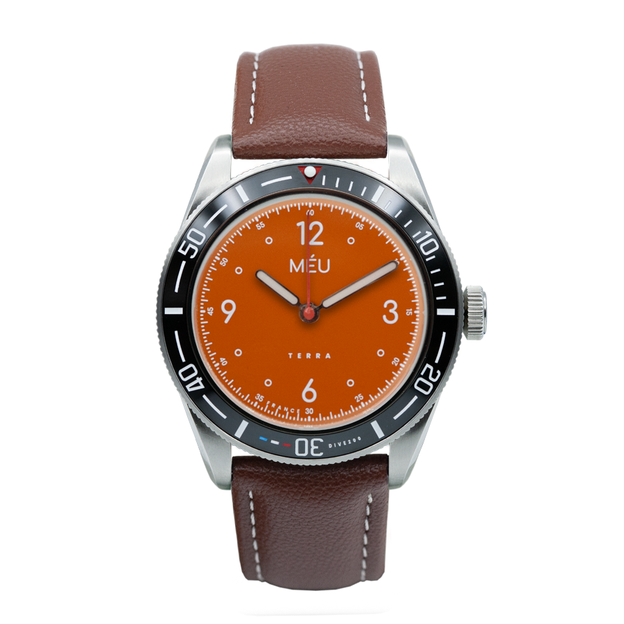 TERRA DIVE 200 - Orange solaire (Cuir végan de pomme marron & Nylon)
