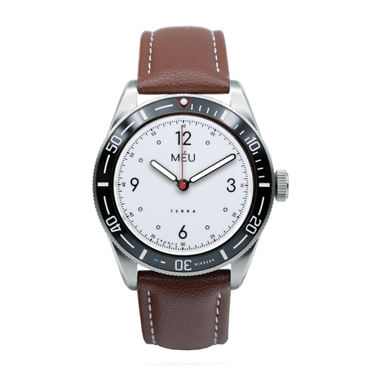 TERRA DIVE 200 - Blanc pur (Cuir végan de pomme marron & Nylon)